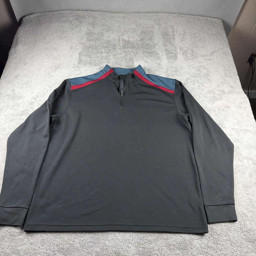 Mizuno WarmaLite Half Zip Sweater Mens XL Black Blue‎ Red Long Sleeve